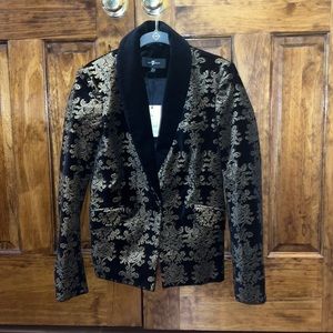 NWT 7 for all mankind black gold velour blazer suit jacket sport coat Small